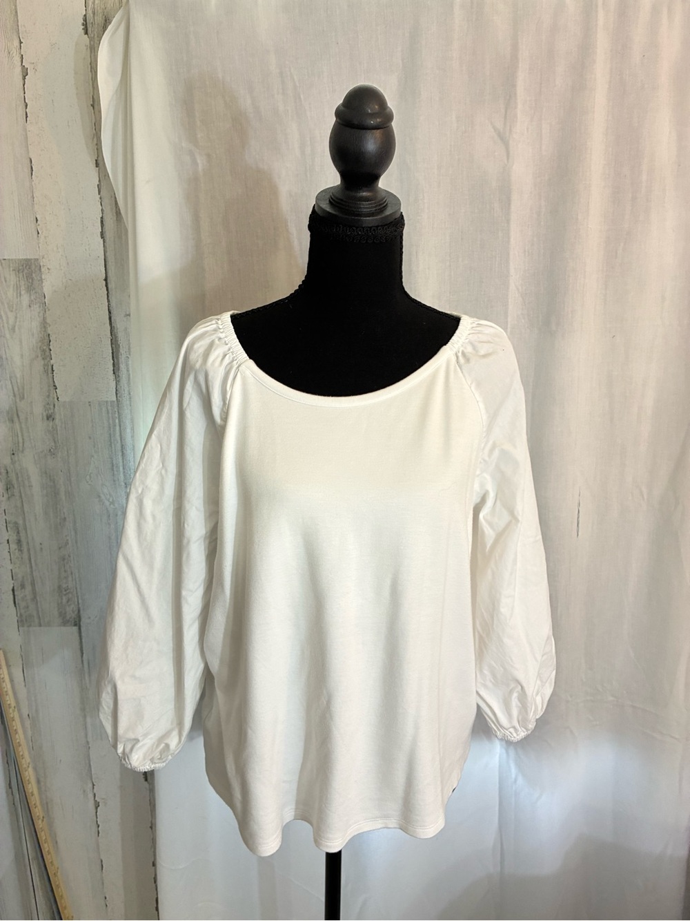 1. State White Balloon Sleeve Long Sleeve Top